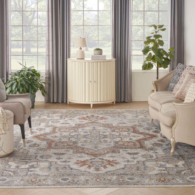 Nourison Astra Machine Washable Vintage Medallion Indoor Rug Grey/Multi 7'10" x 10'