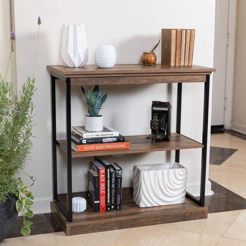 Danya B. 32" Oslo 3 Shelf Contemporary wood and metal Etagere Bookcase Brown/Black: MDF Iron Frame, Fixed Shelves