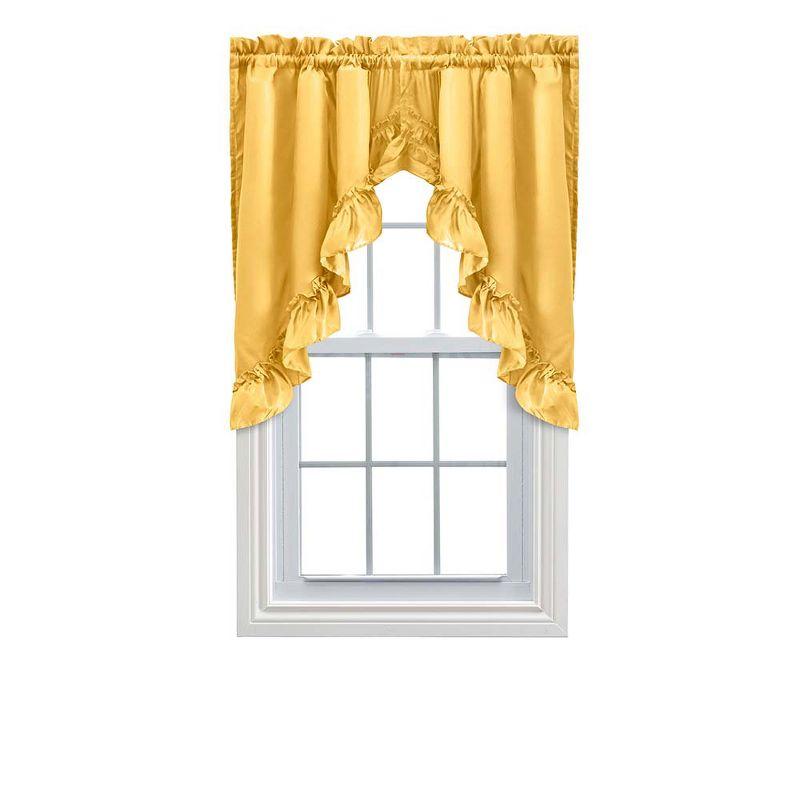 Stacey Yellow Ruffled Rod Pocket Window Swag Pair