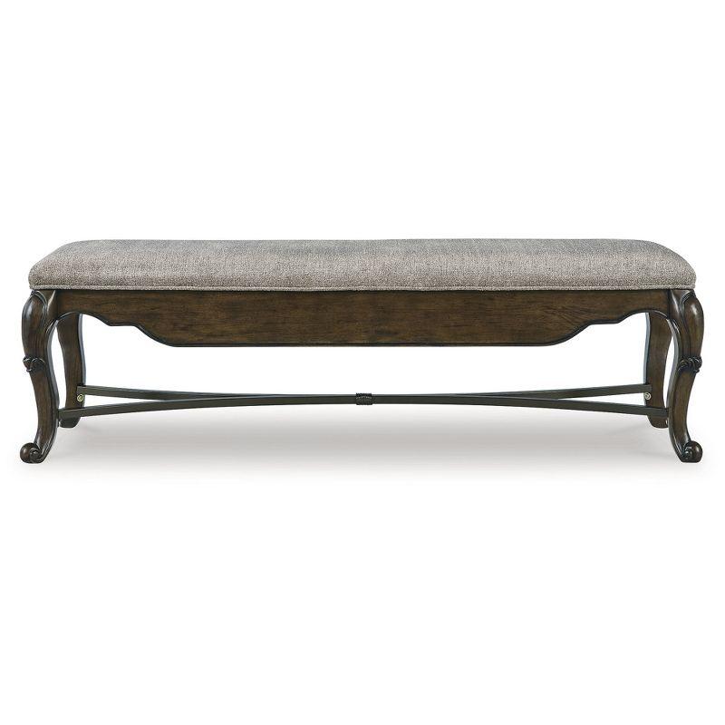 Maylee 63" Gray Upholstered Dining Bench with Drawer