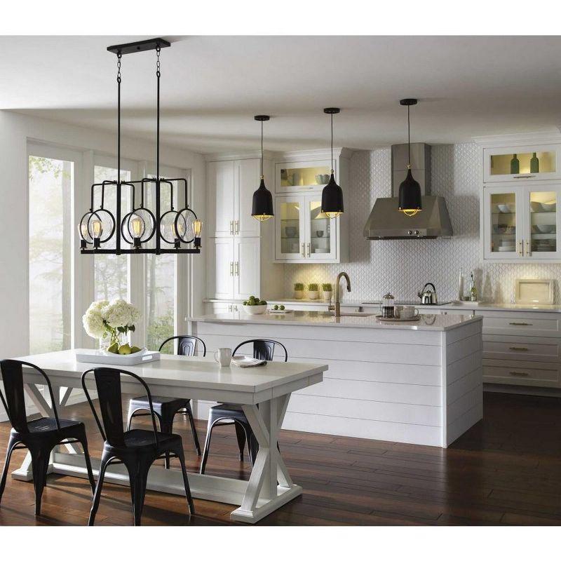 Progress Lighting Era 1-Light Mini-Pendant, Black/Gold, Cloth Covered Cord, Canopy Included, Dry Rated