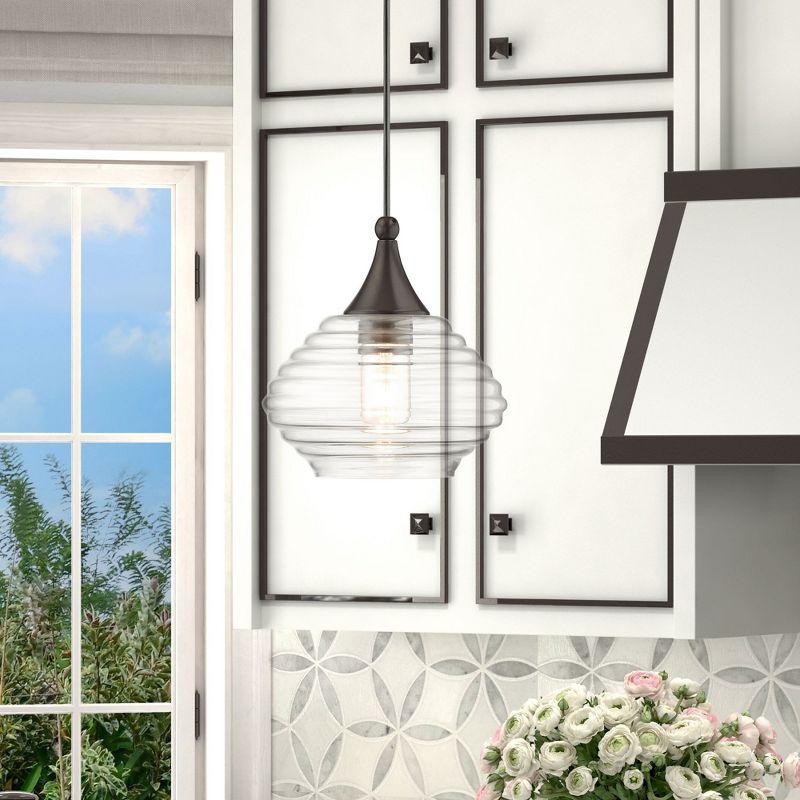 Livex Lighting Art Glass 1 - Light Pendant in  English Bronze