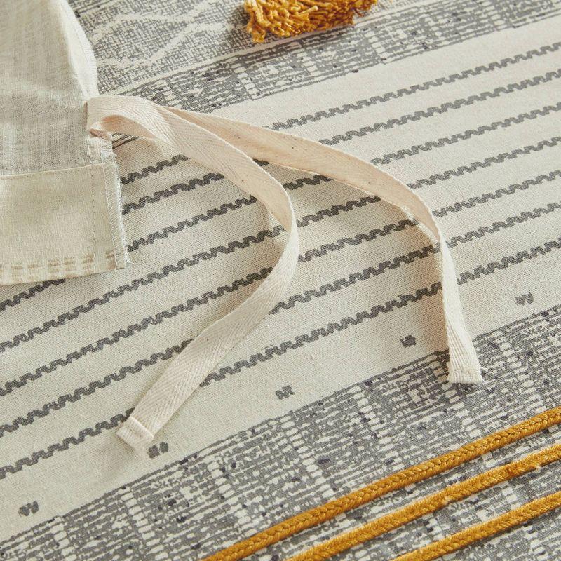 Ink+Ivy 3pc Full/Queen Cody Cotton Duvet Cover Set Yellow/Gray: Woven Stripe, Oeko-Tex Certified, Hidden Button Closure