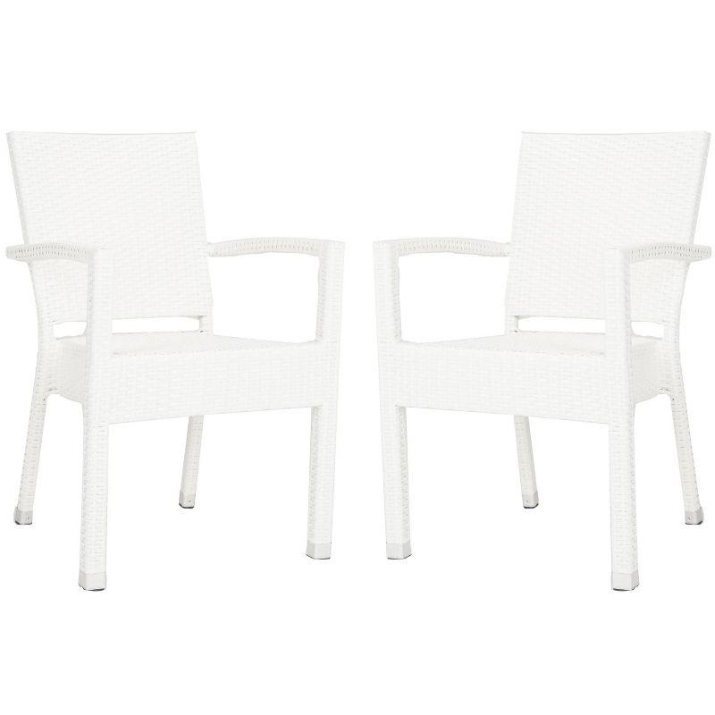 Kelda Stackable Arm Chair Indoor/Outdoor (Set Of 2) - PAT4004 - White - Safavieh