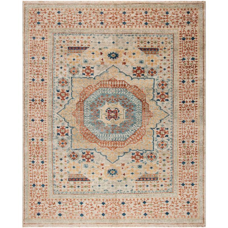 Samarkand SRK165 Hand Knotted Area Rug - Ivory/Rust - 8'9"x11'9" - Safavieh.