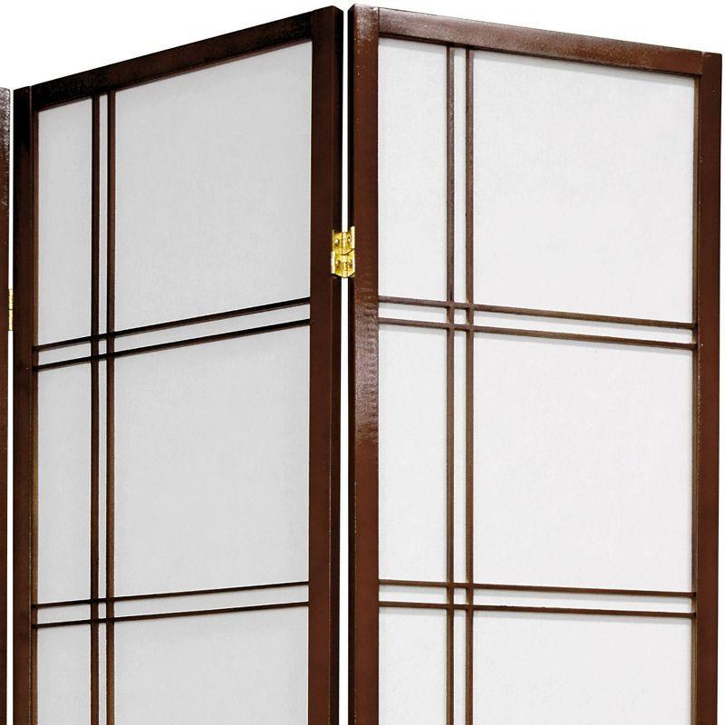 6 ft. Tall Double Cross Shoji Screen - Walnut (5 Panels)