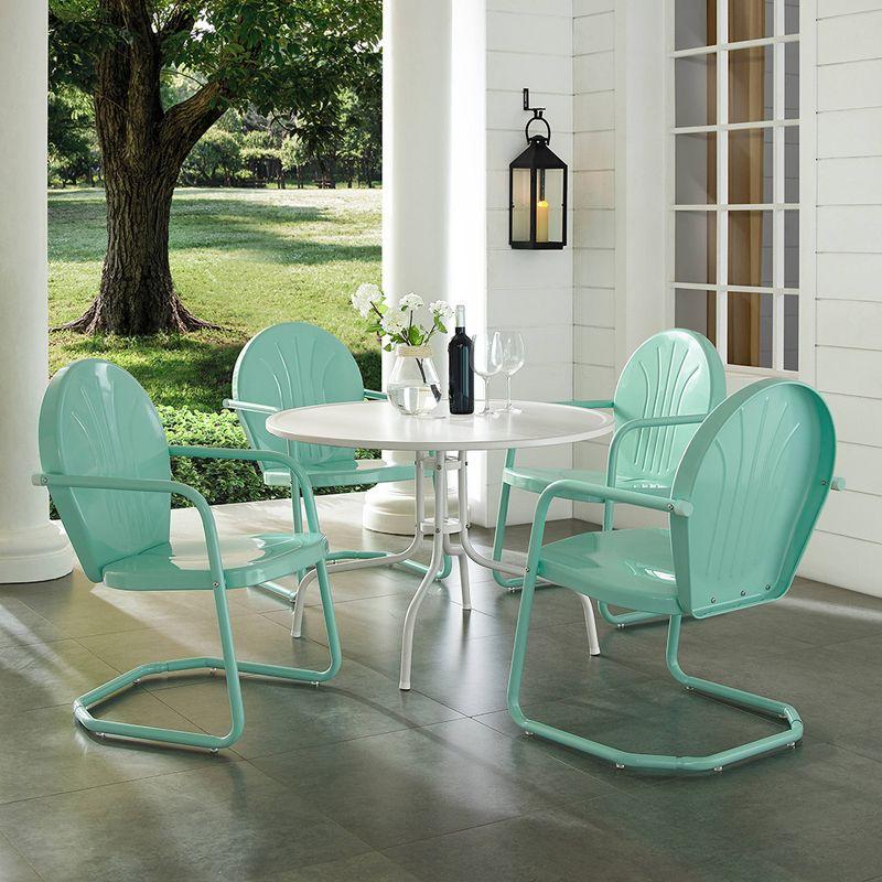 Aqua and White Metal 5-Piece Outdoor Dining Set