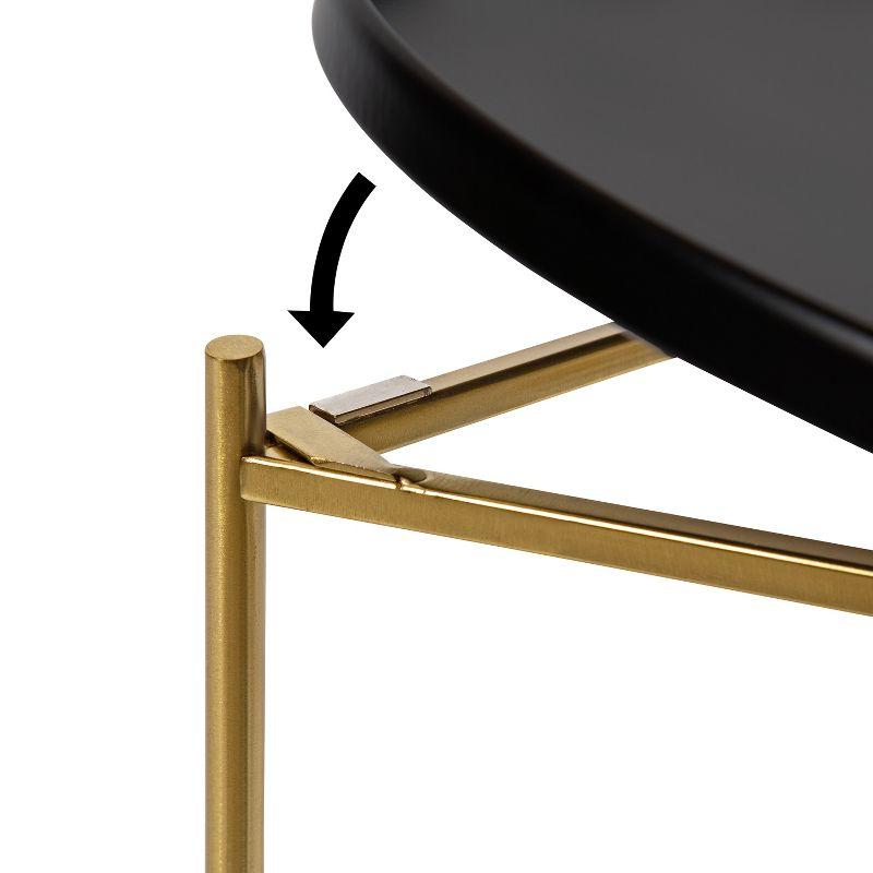 Kate and Laurel Ulani Round Metal Nesting Table, 2 Piece, Black and Gold