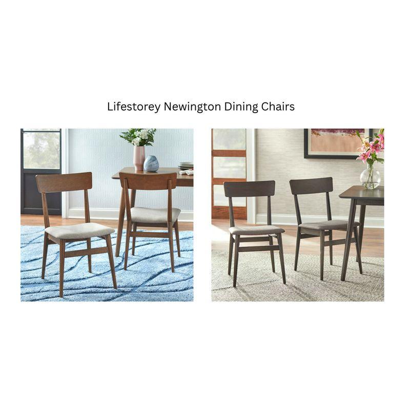 Lifestorey Set of 2 Newington Mid Century Modern Dining Chairs Charcoal Gray: Mid-Century Design, Rubberwood Frame, Polyester Upholstery