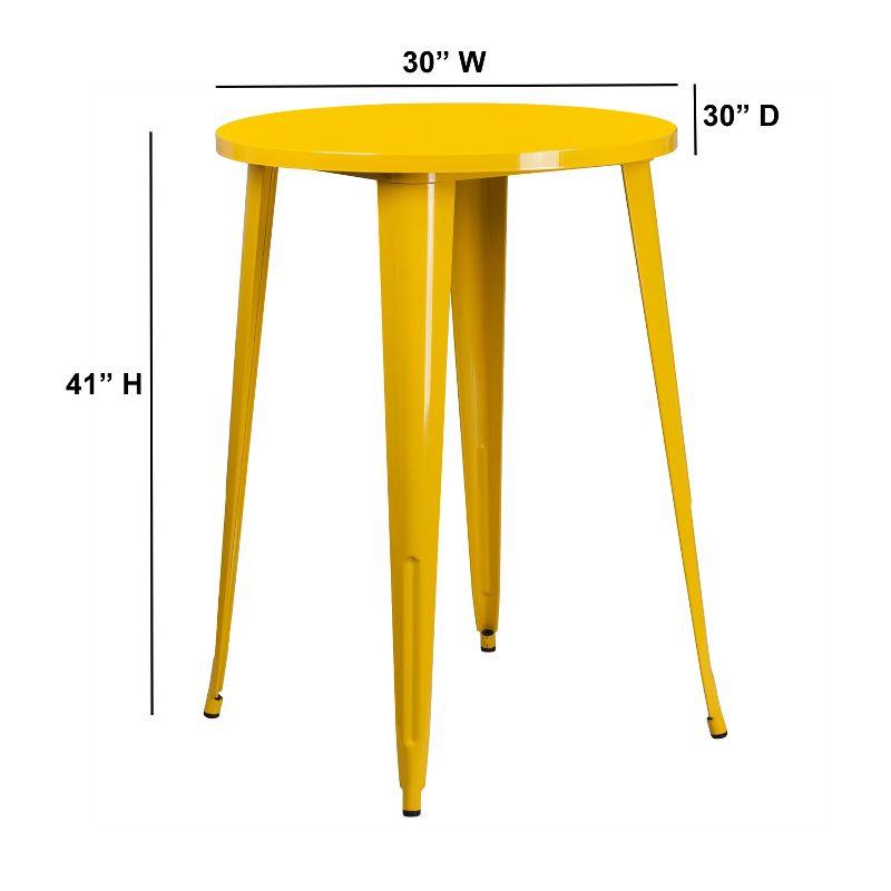 Emma and Oliver Commercial Grade 30" Round Yellow Metal Indoor-Outdoor Bar Height Table