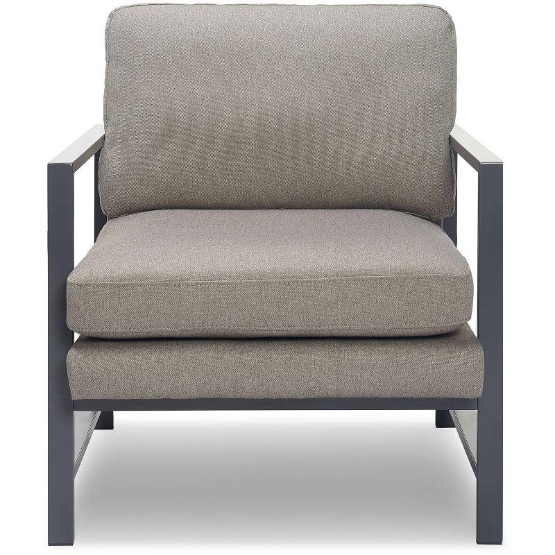 Russell Bronze Metal Frame Accent Chair in Grey