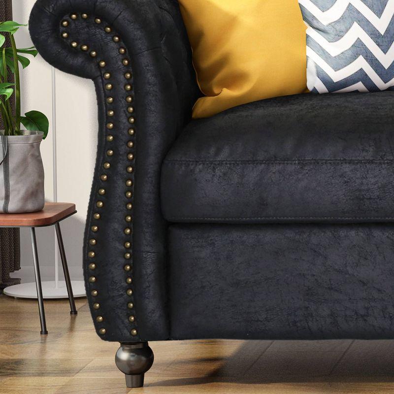 Somerville Chesterfield Sofa Black - Christopher Knight Home: Elegant Faux Leather, Nailhead Trim, Tufted Design