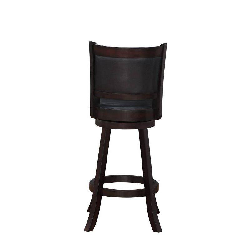 Merlot Leather Swivel Barstool with Wood Flared Legs, 29"