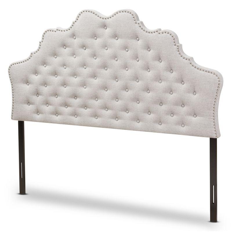 Queen Hilda Modern and Contemporary Fabric Headboard Beige - Baxton Studio: Nailhead Trim, Button-Tufted, Wood Composite