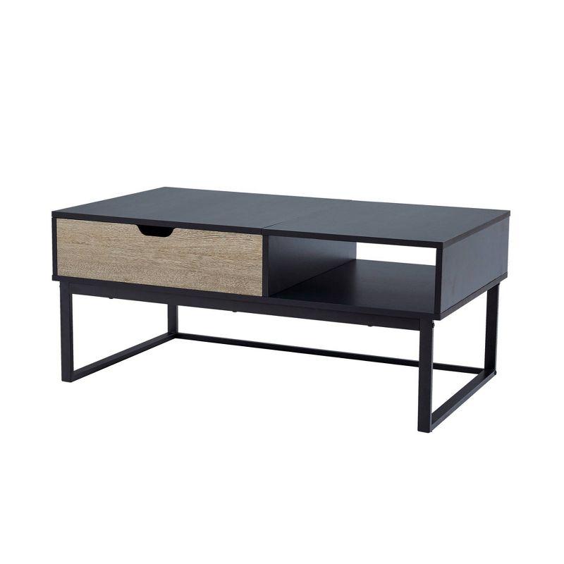 Bryson 42" Two-Tone Wood & Metal Lift-Top Coffee Table with Storage