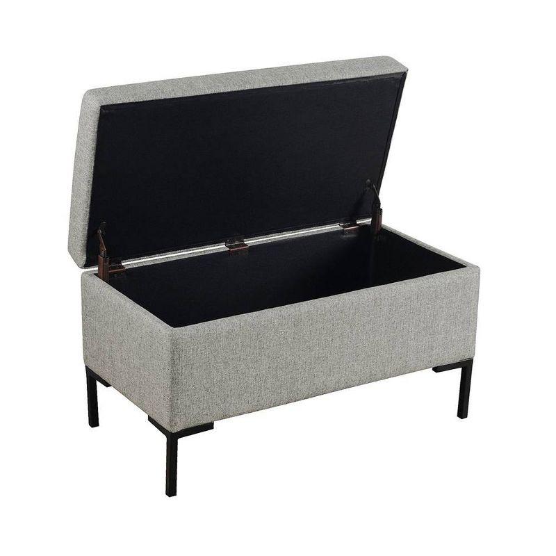 Gray Woven Medium Storage Bench with Black Metal Legs