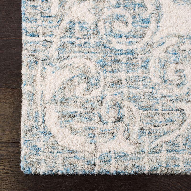 Handmade Light Blue Abstract Tufted Wool Square Rug