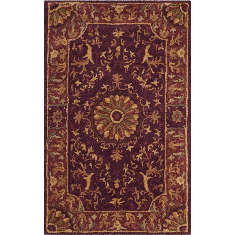 Empire EM459 Hand Tufted Wool Area Rug - Burgundy- 3' X 5' - Safavieh.