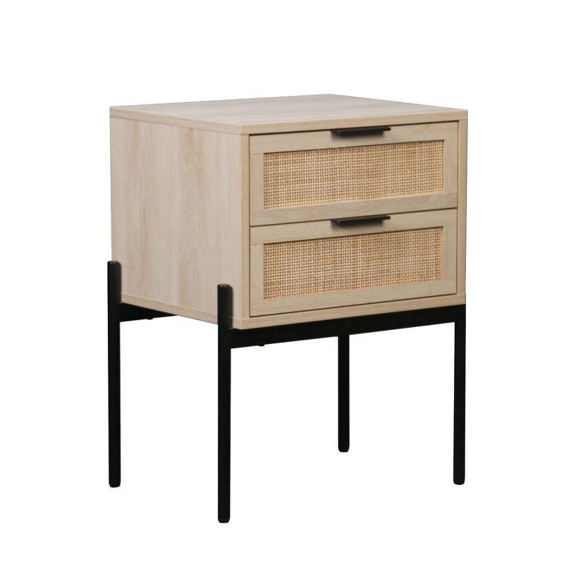 Nathan James Set of 2 Andrew Rattan Nightstand Light Oak