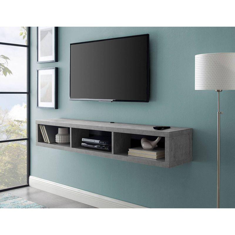 Martin Furniture Shallow Wall Mounted A/V Console TV Stand for TVs up to 60" Gray