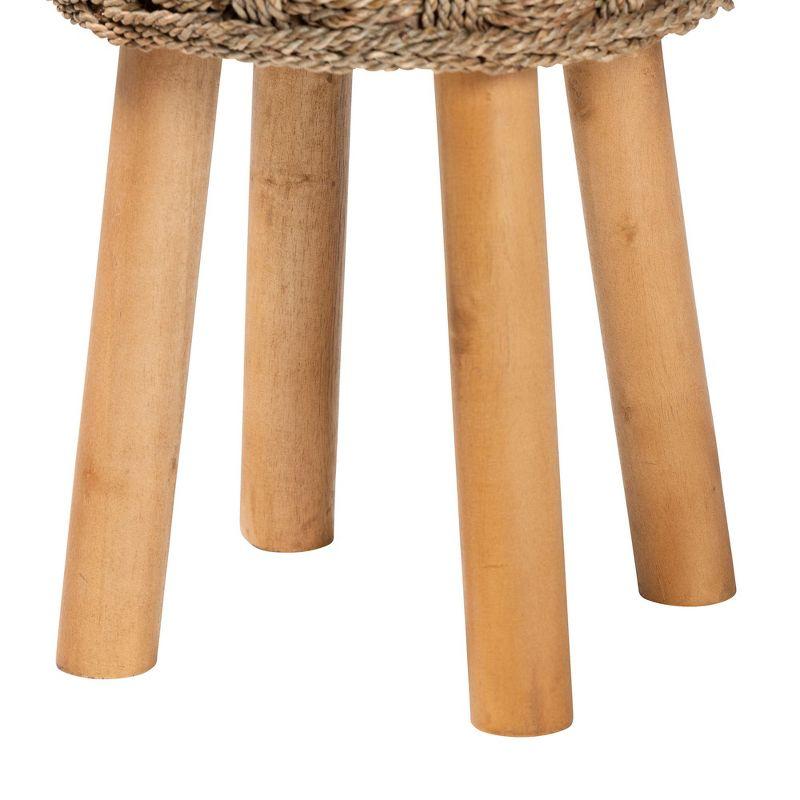 bali & pari Denver Modern Bohemian Natural Seagrass and Acacia Wood Stool