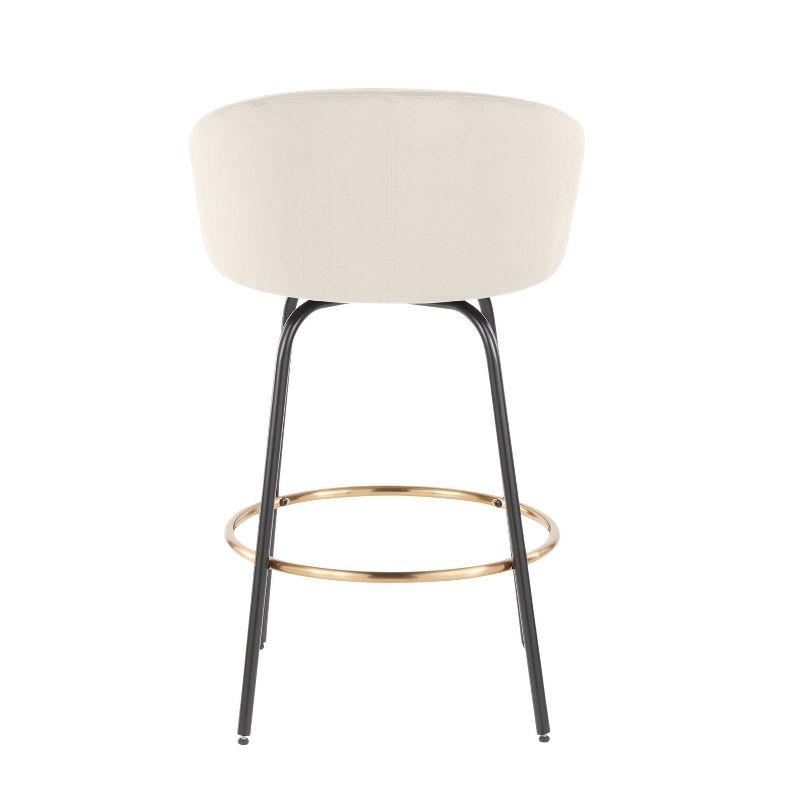 Set of 2 Claire Counter Height Barstools Gold/Cream/Black - LumiSource: Velvet Upholstery, Swivel, Footrest