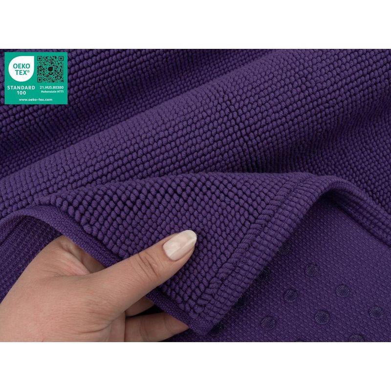 American Soft Linen 100% Cotton Bath Mat Rugs, 20x34 inches Slip Resistant Bottom Base Bath Mats for Bathroom, Purple