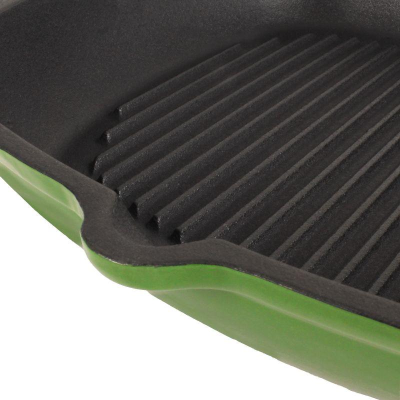 BergHOFF BergHOFF Neo 2Pc Cast Iron Grill Set: Grill Pan & Bacon/Steak Press, Green
