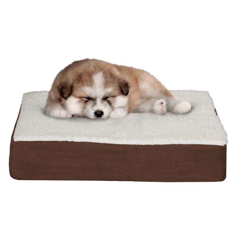 Small Brown Orthopedic Memory Foam Pet Bed with Removable Cover