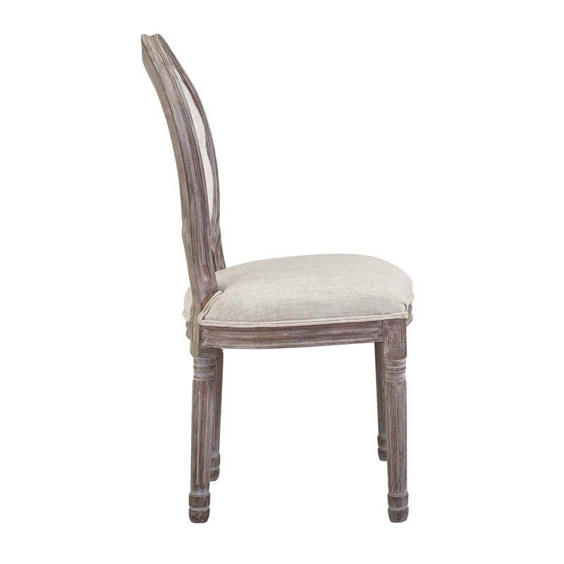 Chateau Comfort Beige Upholstered Dining Side Chair with Weathered Wood