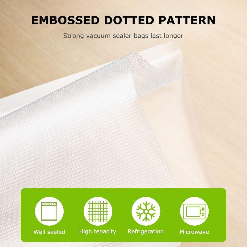 Bonsenkitchen Precut Vacuum Food Sealer Bags 100 Quart 8" x 12", BPA Free, Commercial Grade Textured,Thick Embossed Bags,Storage and Sous Vide Cooking