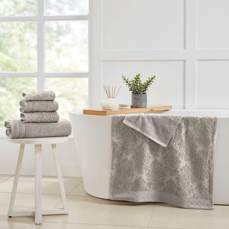 Modern Threads 6-Piece Damask Jacquard/Solid Ultra Soft 550GSM 100% Combed Cotton Towel Set with Embellished Borders & Reviews | Wayfair