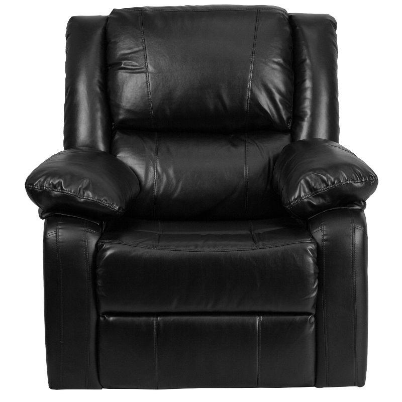 Contemporary Black LeatherSoft Metal Recliner with Plush Cushions