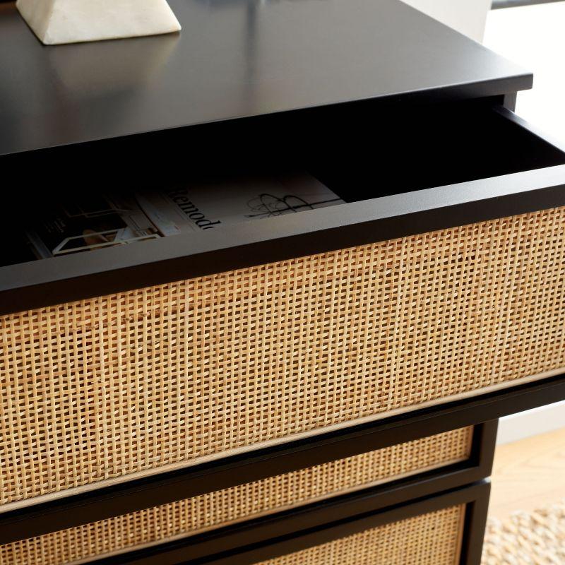 Zadie 3 Drawer Rattan Chest - CHS5004 - Black/Natural - Safavieh