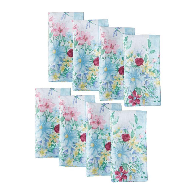 Nottingham Double Border Napkin, Set of 8 - Multicolor - 17x17 - Elrene Home Fashions