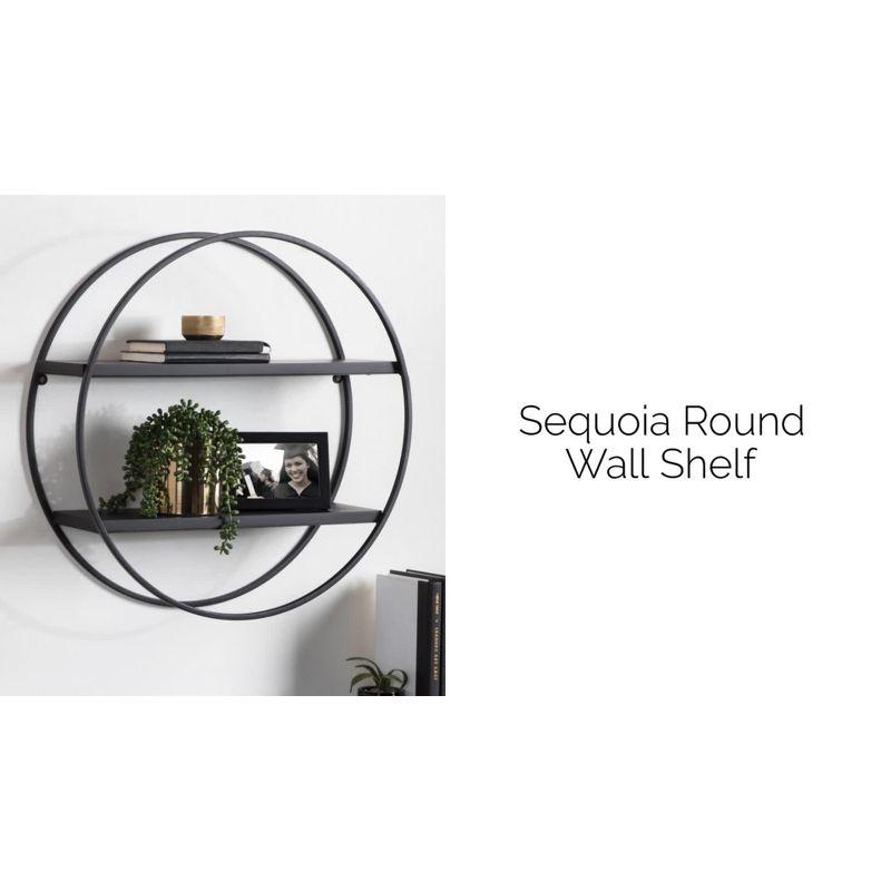 Kate & Laurel All Things Decor 24" Diameter Sequoia Wood and Metal Round Wall Shelf White: No Assembly, 2-Tier Storage