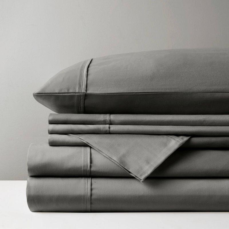 King Charcoal Cotton Blend Sateen Sheet Set