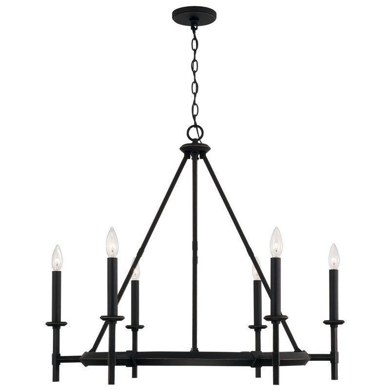 6 - Light Dimmable Wagon Wheel Chandelier