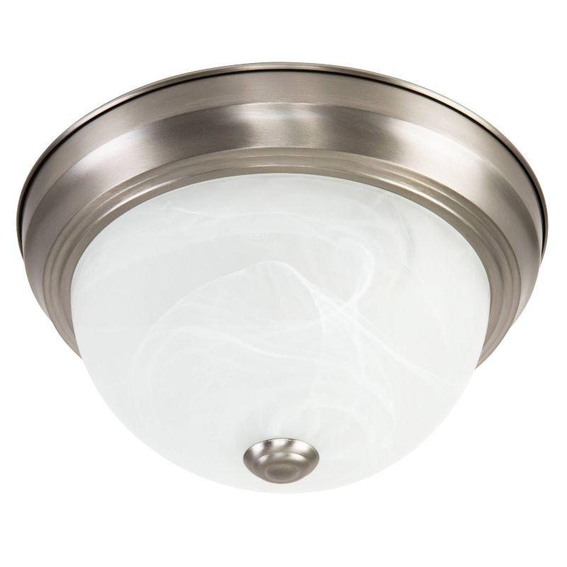 Yosemite 2 Light Flush Mount - Satin Nickel: UL Listed, Glass Shade, Metal Body, E26 Socket