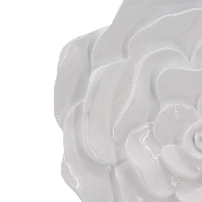 Set of 2 Floral Rose Wall Accents White - A&B Home: Resin Botanical Cast Sculpture, Modern Decor with Hanging Loops