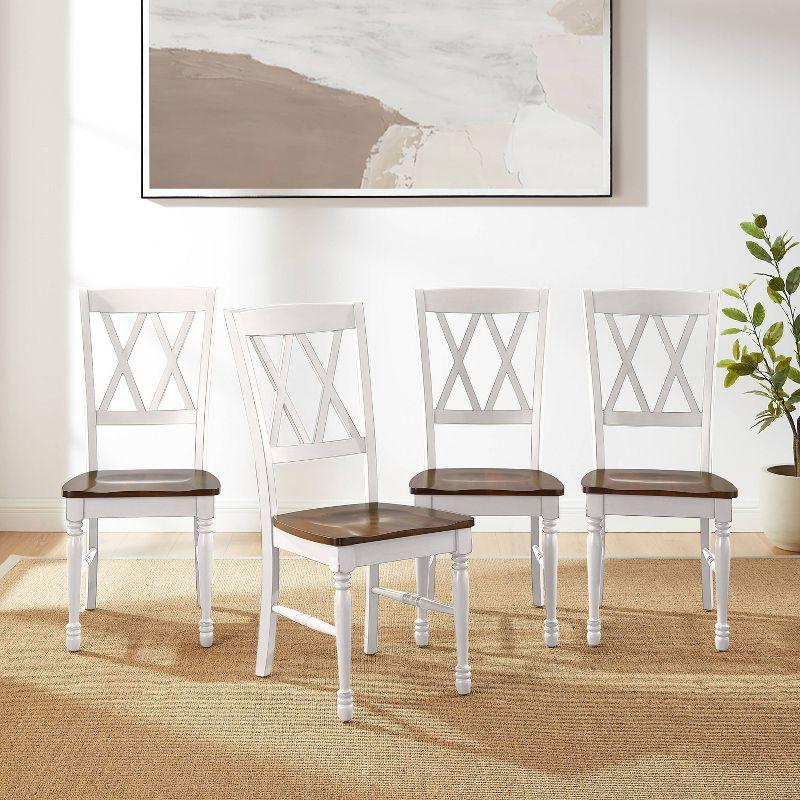 White High Cross Back Wood Dining Side Chair Set