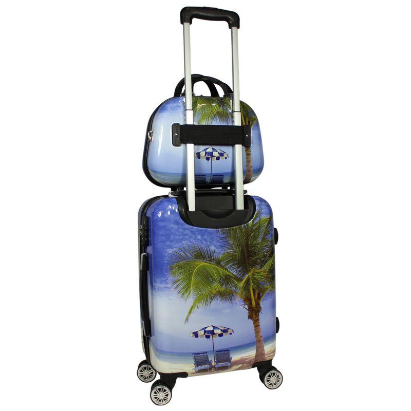 World Traveler Palm Tree 2-Piece Hardside Carry-On Spinner Luggage Set