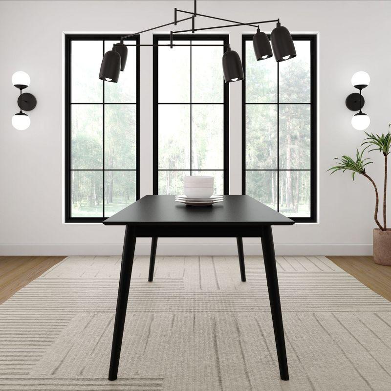 Plank+Beam 72" Mid Century Modern Dining Table, Solid Wood Kitchen & Dining Room Table for 6, Black