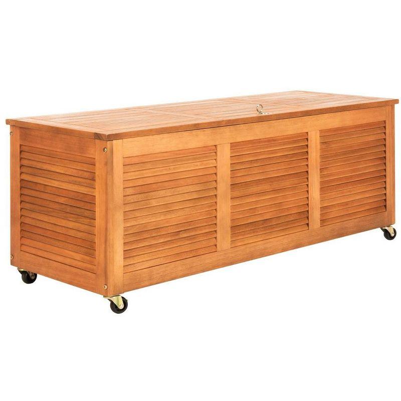 Elina 47.2 Inch Natural Wood Outdoor Deck Box with Wheels