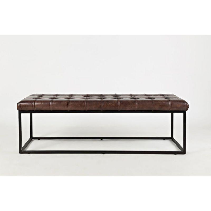 Global Archive 55" Genuine Distressed Leather Ottoman Bench