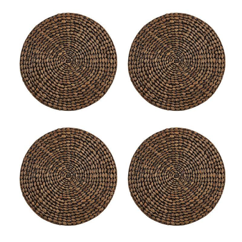 Split P Brown Braided Hyacinth Round Charger Set of 4 15"Dia