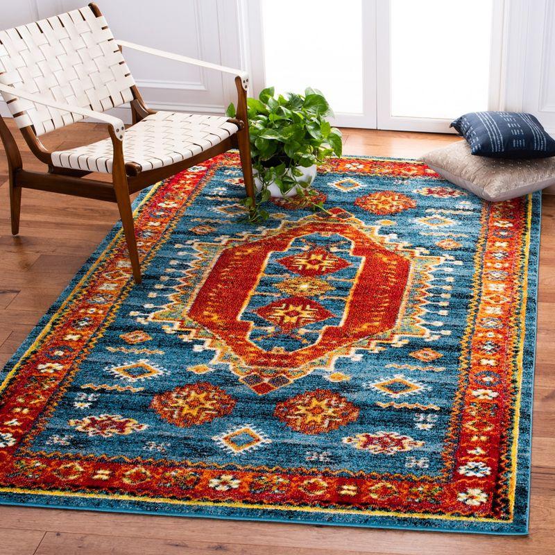 Aegean Bliss Round Blue Synthetic Easy-Care Rug