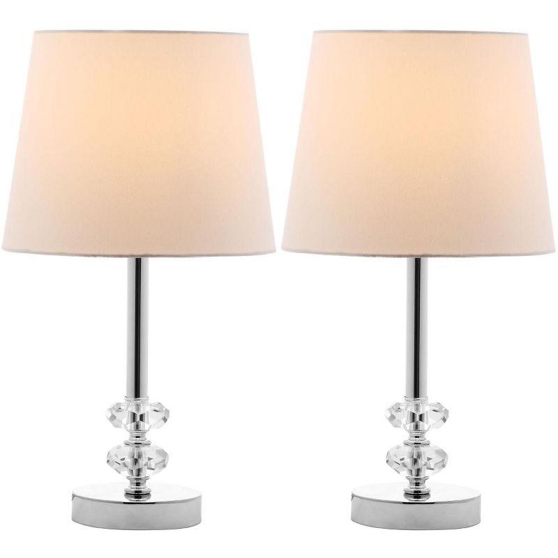 Ashford Clear Crystal Orb Table Lamp Set with White Shade