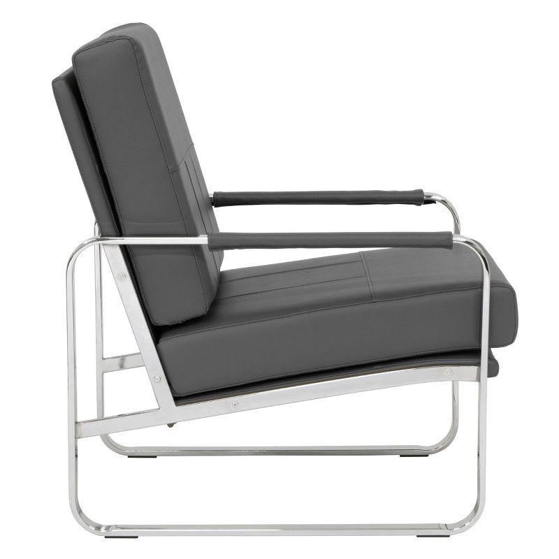 Allure Modern Blended Leather Accent Arm Chair Smoke Gray/Chrome - Studio Designs Home: Chrome-Finished, Comfortable Seating