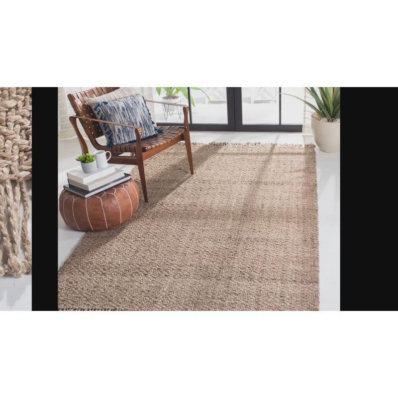 Gray Hand-Woven Natural Fiber Area Rug with Fringe, 5' x 8'